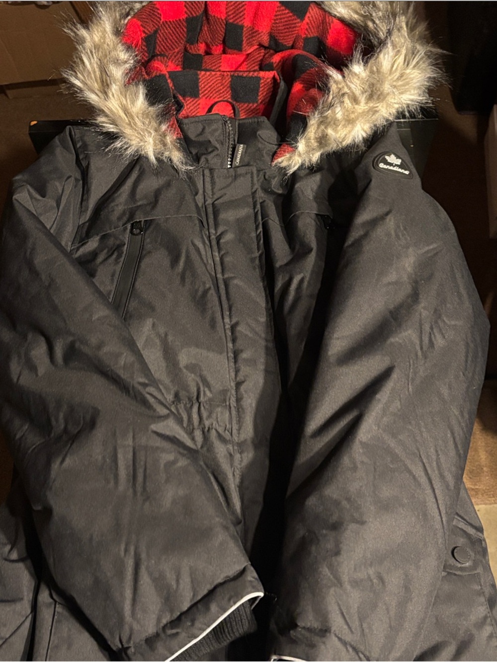 Women’s Black Insulated Puffer Parka with Faux Fur Hood